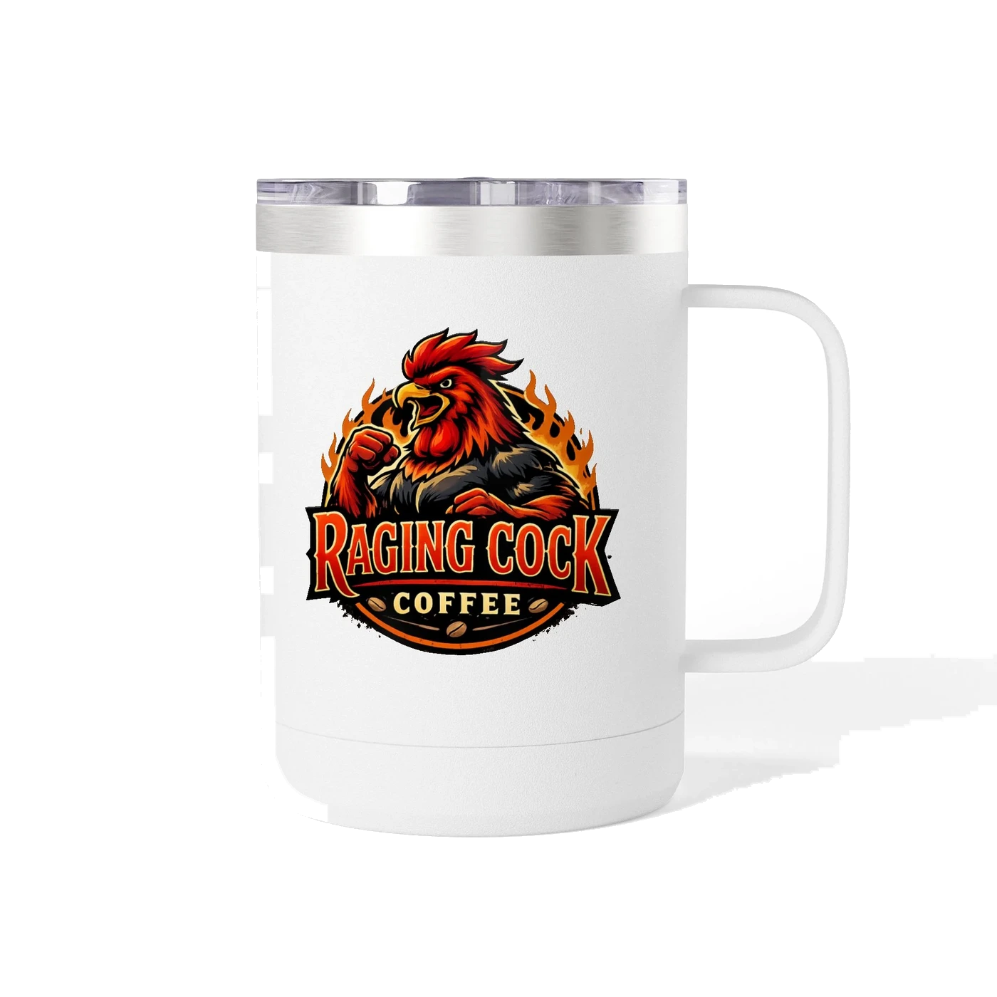 Flaming Skull Coffee Tumbler — 15oz Insulated Mug for Bikers & Rock Fans