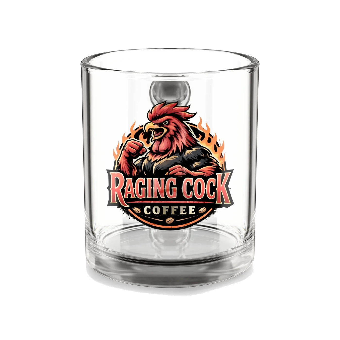 Glass Mug - Raging Cock Coffee Logo 10oz