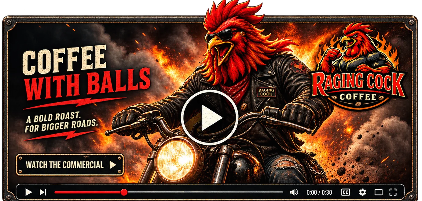 Raging Cock Coffee commercial artwork
